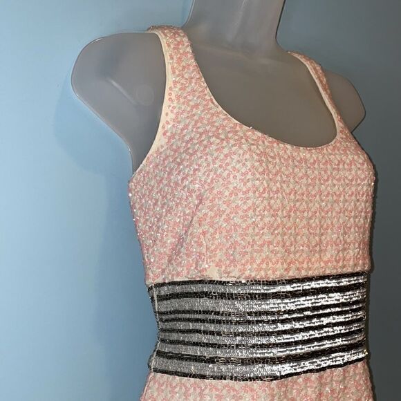 Badgley Mischka Sequin Beaded Sleeveless Mini Sheath Cocktail Dress - Picture 7 of 16